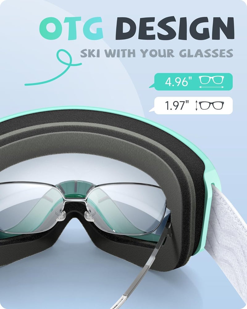 RIOROO Kids Ski Goggles for Boys Girls Aged 3-14, 100% UV Protection OTG Ski Goggles - Image 4